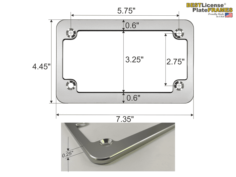 Motorcycle CNC Machined Aluminum Slim Line License Plate Frame - Silver